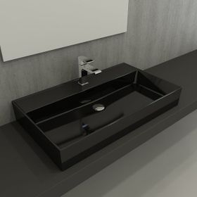 Bocchi Milano 80 cm Çanak Parlak Siyah Lavabo
