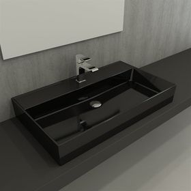Bocchi Milano 80 cm Çanak Parlak Siyah Lavabo