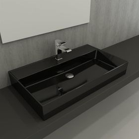Bocchi Milano 80 cm Çanak Parlak Siyah Lavabo