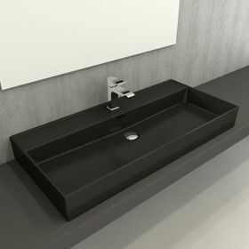 Bocchi Milano Etajerli 100 cm Mat Siyah Lavabo