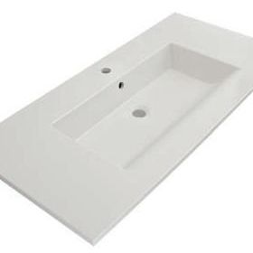 Bocchi Milano Etajerli 100 cm Parlak Beyaz Lavabo