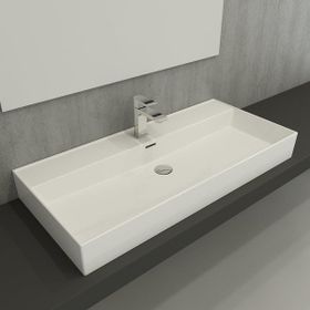 Bocchi Milano Etajerli 100 cm Parlak Beyaz Lavabo