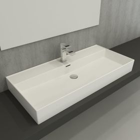 Bocchi Milano Etajerli 100 cm Parlak Beyaz Lavabo
