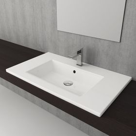 Bocchi Milano Etajerli 100 cm Parlak Beyaz Lavabo