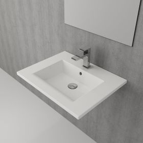Bocchi Milano Etajerli 60 cm Parlak Beyaz Lavabo