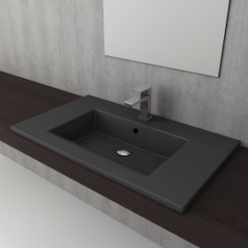 Bocchi Milano Etajerli 80 cm Mat Antrasit Lavabo