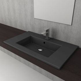 Bocchi Milano Etajerli 80 cm Mat Antrasit Lavabo