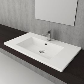 Bocchi Milano Etajerli 80 cm Parlak Beyaz Lavabo