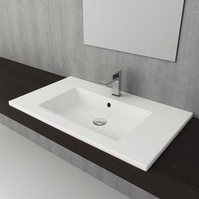Bocchi Milano Etajerli 80 cm Parlak Beyaz Lavabo