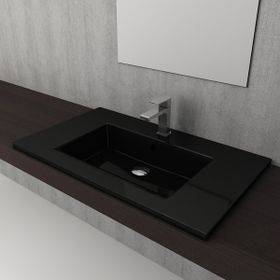 Bocchi Milano Etajerli 80 cm Parlak Siyah Lavabo