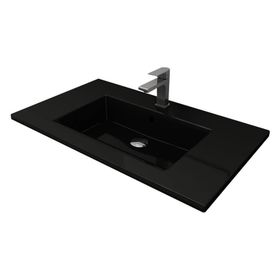Bocchi Milano Etajerli 80 cm Parlak Siyah Lavabo