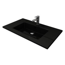 Bocchi Milano Etajerli 80 cm Parlak Siyah Lavabo