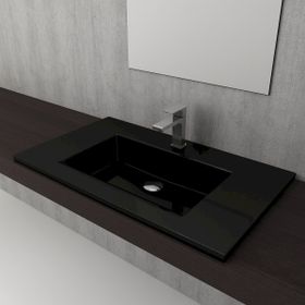 Bocchi Milano Etajerli 80 cm Parlak Siyah Lavabo