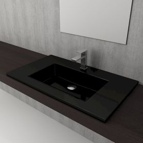 Bocchi Milano Etajerli 80 cm Parlak Siyah Lavabo
