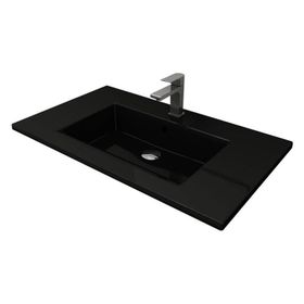 Bocchi Milano Etajerli 80 cm Parlak Siyah Lavabo