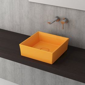 Bocchi Slim Line Kare 38X38 cm Mat Sarı Lavabo