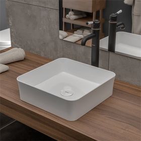 Bocchi Slim Line Kare 38X38 cm Parlak Beyaz Lavabo