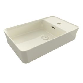 Bocchi Sottile Slim Line 60x38 cm Parlak Bisküvi Batarya Banklı Tezgah Üstü Dikdörtgen Lavabo