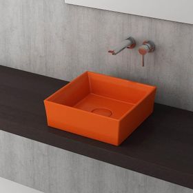Bocchi Sottile Slim Tezgah Üstü Kare 38x38 cm Beyaz Lavabo