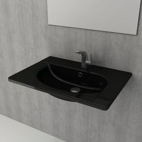 Bocchi Taormina Arch 65 cm Parlak Siyah Etajerli Lavabo