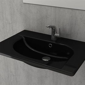 Bocchi Taormina Arch 65 cm Parlak Siyah Etajerli Lavabo