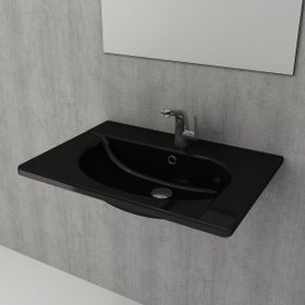 Bocchi Taormina Arch 65 cm Parlak Siyah Etajerli Lavabo