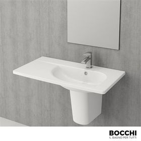Bocchi Taormina Arch 85 cm Parlak Beyaz Etajerli Lavabo