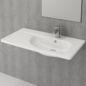 Bocchi Taormina Arch 85 cm Parlak Beyaz Etajerli Lavabo
