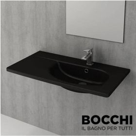 Bocchi Taormina Arch 86 cm Etajerli Mat Siyah Lavabo