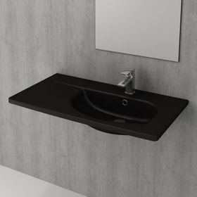 Bocchi Taormina Arch 86 cm Etajerli Mat Siyah Lavabo