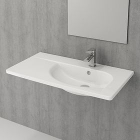 Bocchi Taormina Arch 86 cm Etajerli Parlak Beyaz Lavabo