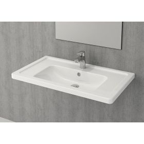 Bocchi Taormina Pro 85 cm Etajerli Parlak Beyaz Lavabo