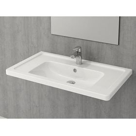 Bocchi Taormina Pro 85 cm Etajerli Parlak Beyaz Lavabo