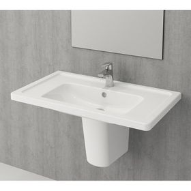 Bocchi Taormina Pro 85 cm Etajerli Parlak Beyaz Lavabo