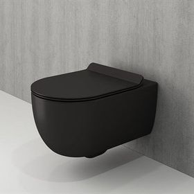 Bocchi V-Tondo Rimless Kanalsız Kısa Parlak Siyah Asma Klozet