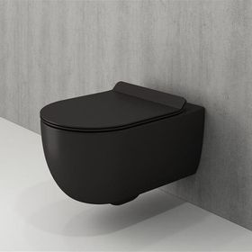 Bocchi V-Tondo Rimless Kanalsız Kısa Parlak Siyah Asma Klozet