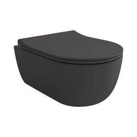 Bocchi V-Tondo Rimless Mat Antrasit Kısa Asma Klozet ve Pure S Klozet Kapağı