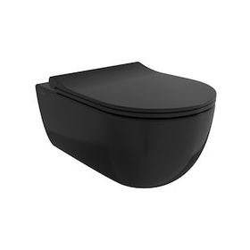 Bocchi V-Tondo Rimless Mat Siyah Gizli Taharet Girişli Asma Klozet