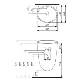 Bocchi Venezia Parlak Siyah Asma Monoblok Lavabo