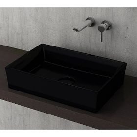 Bocchi Vessel 56x38 cm Parlak Siyah Tezgah Üstü Lavabo