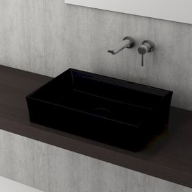 Bocchi Vessel 56x38 cm Parlak Siyah Tezgah Üstü Lavabo