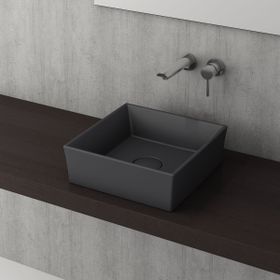 Bocchi Vessel Kare Tezgah Üstü 38 cm Mat Antrasit Lavabo