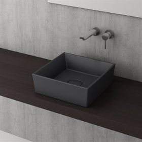 Bocchi Vessel Kare Tezgah Üstü 38 cm Mat Antrasit Lavabo