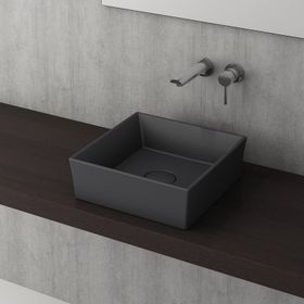 Bocchi Vessel Kare Tezgah Üstü 38 cm Mat Antrasit Lavabo