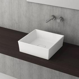 Bocchi Vessel Kare Tezgah Üstü 38 cm Mat Beyaz Lavabo