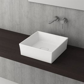 Bocchi Vessel Kare Tezgah Üstü 38 cm Mat Beyaz Lavabo
