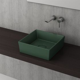 Bocchi Vessel Kare Tezgah Üstü 38 cm Mat Yeşil Lavabo