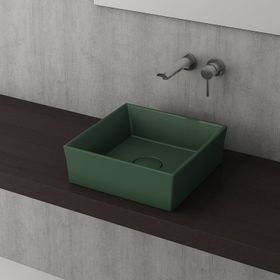 Bocchi Vessel Kare Tezgah Üstü 38 cm Mat Yeşil Lavabo