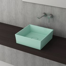 Bocchi Vessel Kare Tezgah Üstü 38 cm Mat Yeşil Lavabo