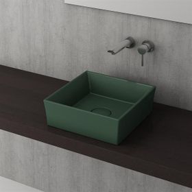 Bocchi Vessel Kare Tezgah Üstü 38 cm Mat Yeşil Lavabo